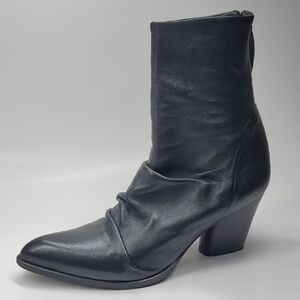 Pierfrancesco Vincenti Black Italian Leather Slouch Ankle Boots 40 Vintage